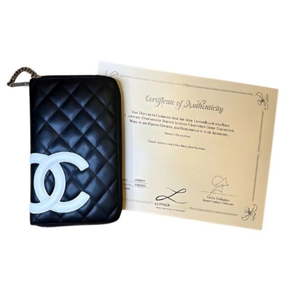 COA Chanel Cambon Black Quilted Organizer Wallet - Picture 1 of 9